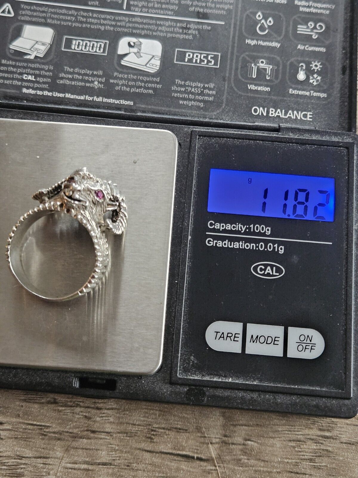 925 Sterling Silver Vintage Aries Zodiac Sign Ring, Size V 1/2, Ram.