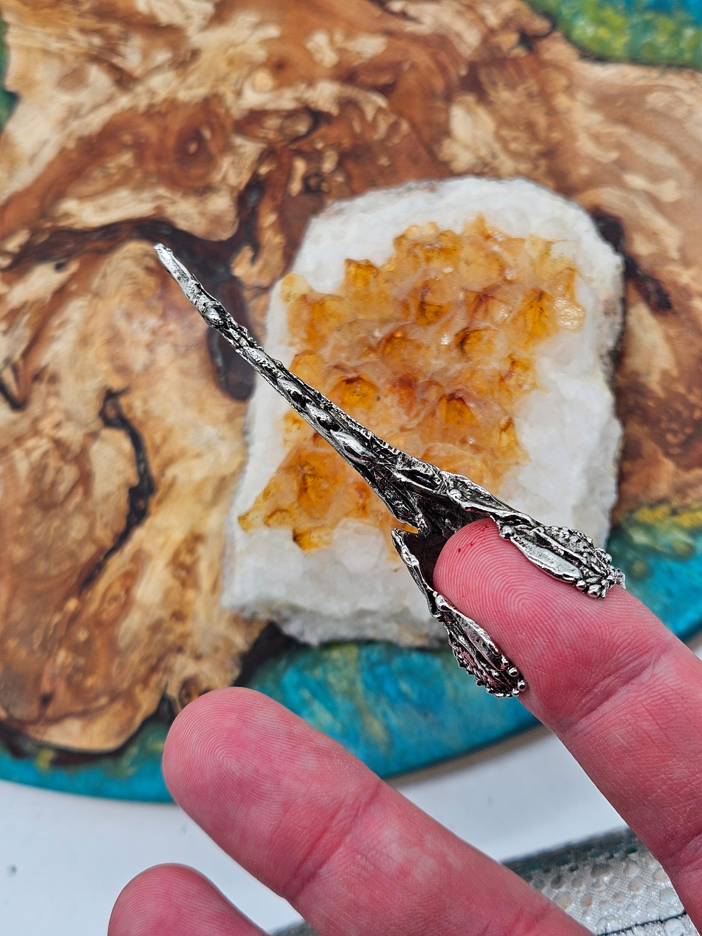 AXEL STOCKS Fingertip Spike Ring, Pewter