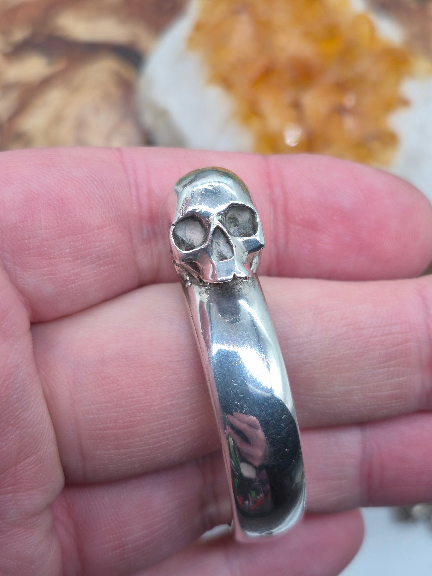 Heavy 925 Sterling Silver Mens Twin Skull Head Torque Bangle Flibustier Paris