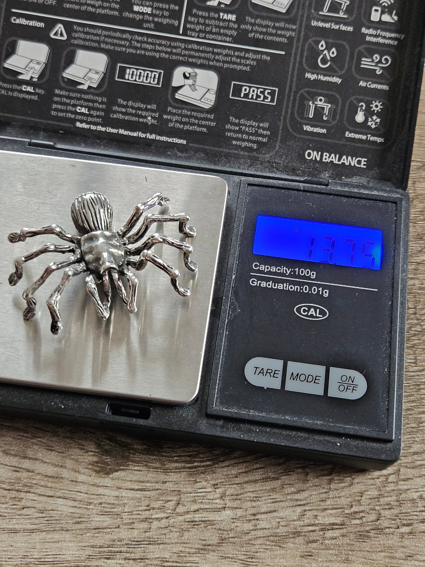Sterling Silver 925 3D Large Spider Pendant, Brand New Stock! Tarantula, Gothic.