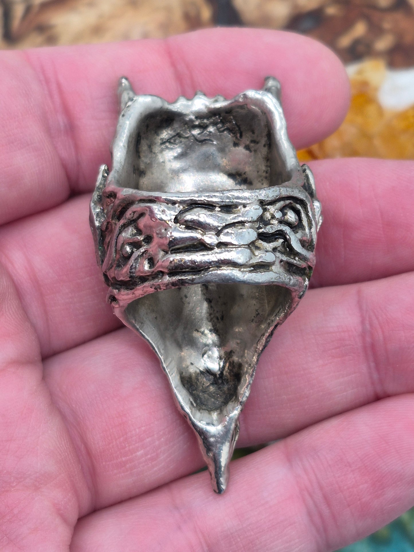 RARE Axel Stocks 'Ole Scratch' Devil Ring with signature Uk Size Z, US Sz 12.5