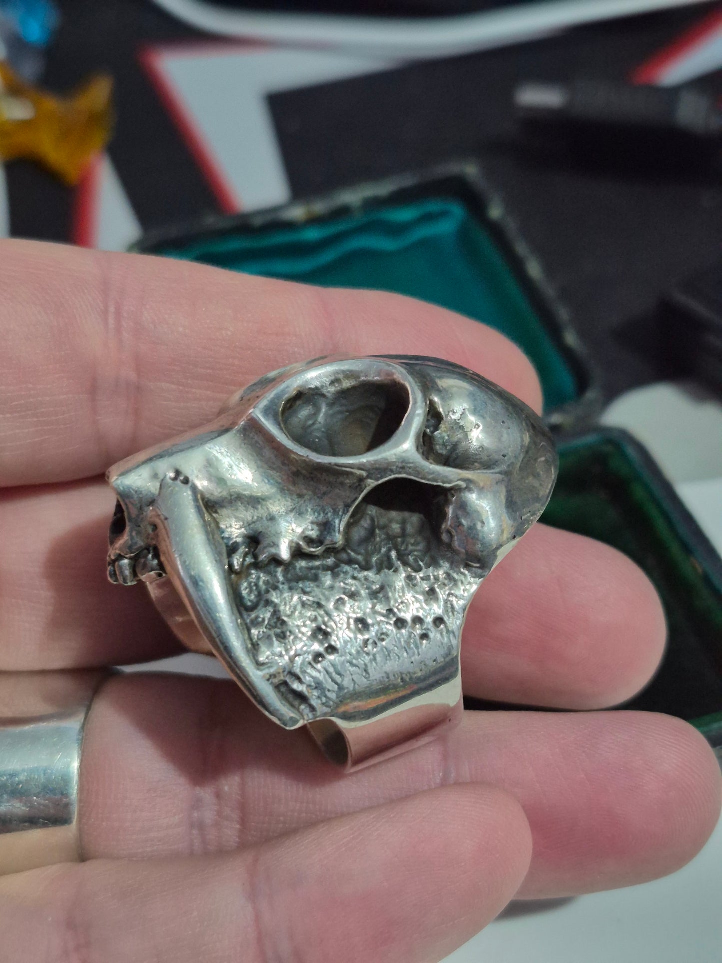 Mens Sabretooth Tiger Skull Ring By Wildcat. Heavy Sterling Silver 925. Sz Y 1/2.