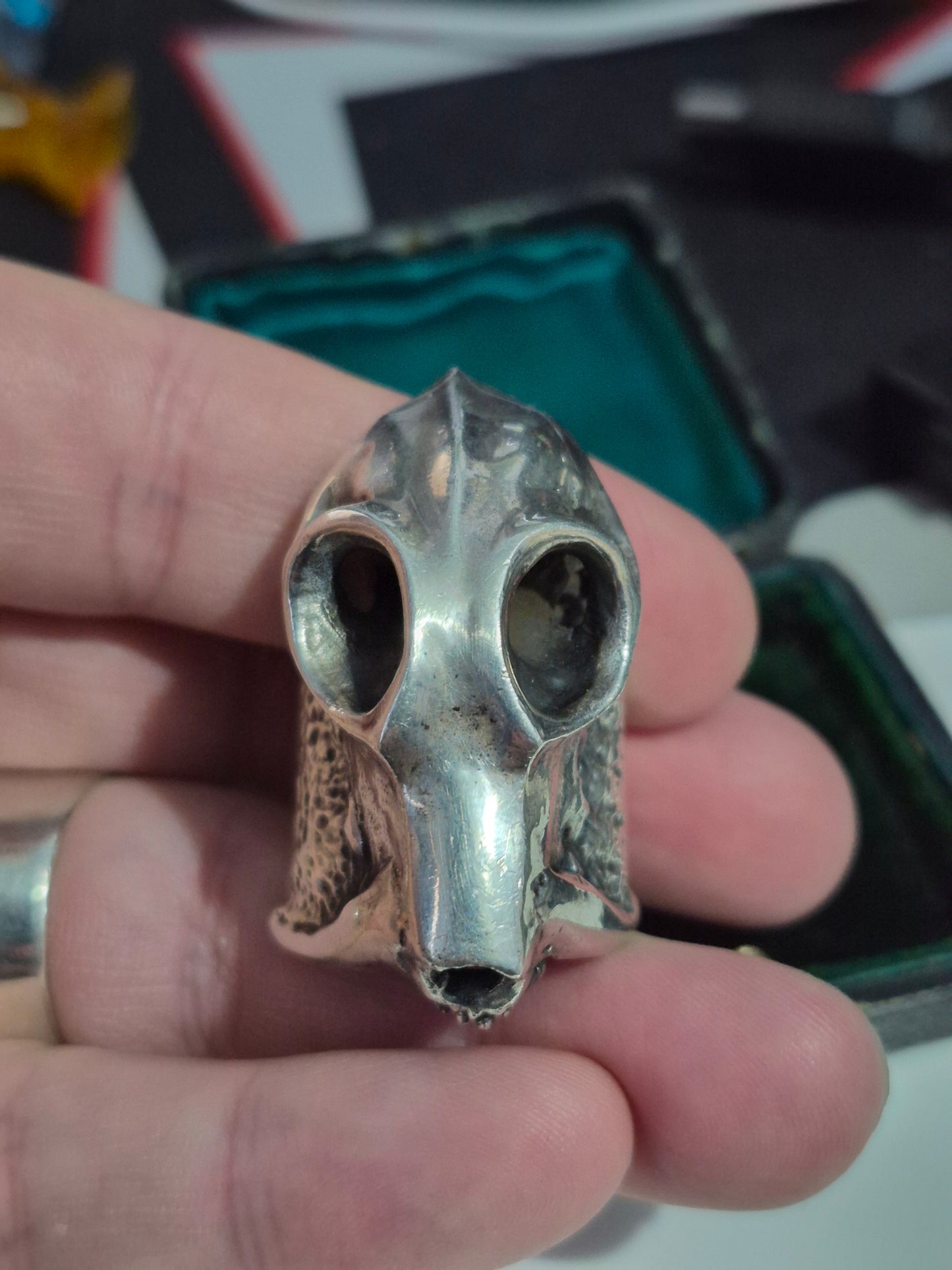 Mens Sabretooth Tiger Skull Ring By Wildcat. Heavy Sterling Silver 925. Sz Y 1/2.