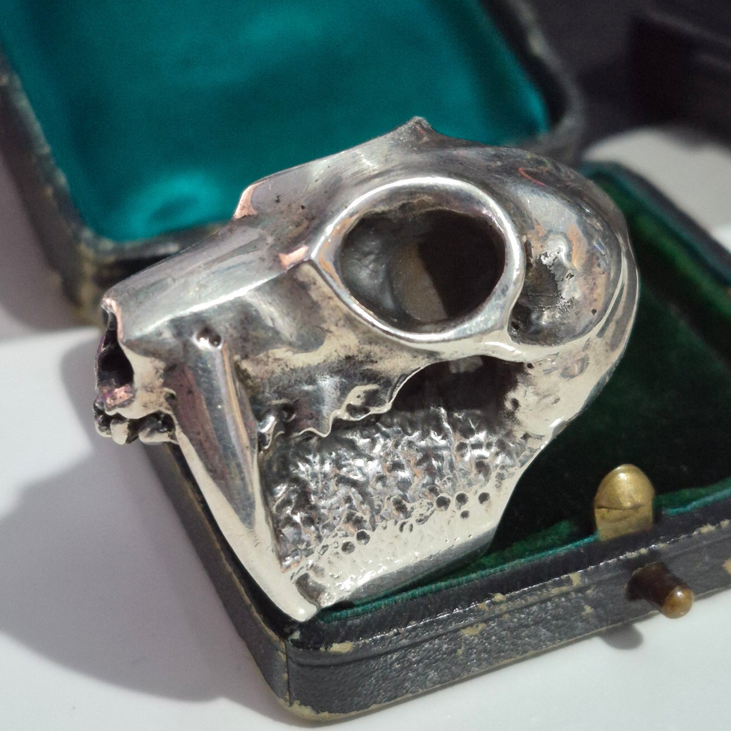 Mens Sabretooth Tiger Skull Ring By Wildcat. Heavy Sterling Silver 925. Sz Y 1/2.